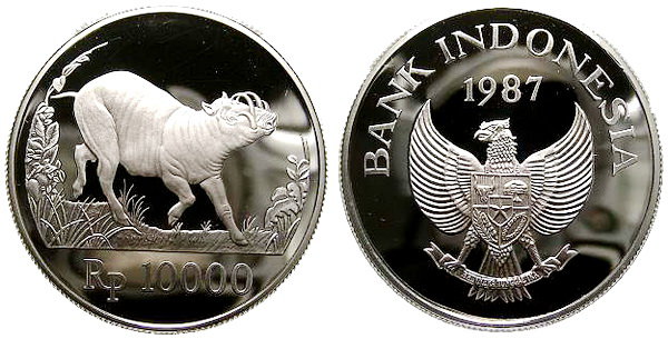 Индонезия, 10000 рупий 1987 год, Бабирусса, ПРУФ