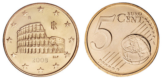 Италия, 5 центов 2009 (UNC, медь)