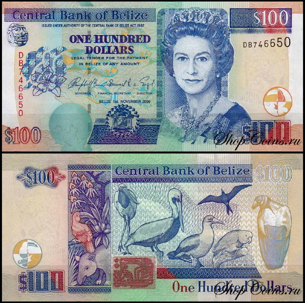 Белиз 100 долларов 2006 (UNC Pick 71b)