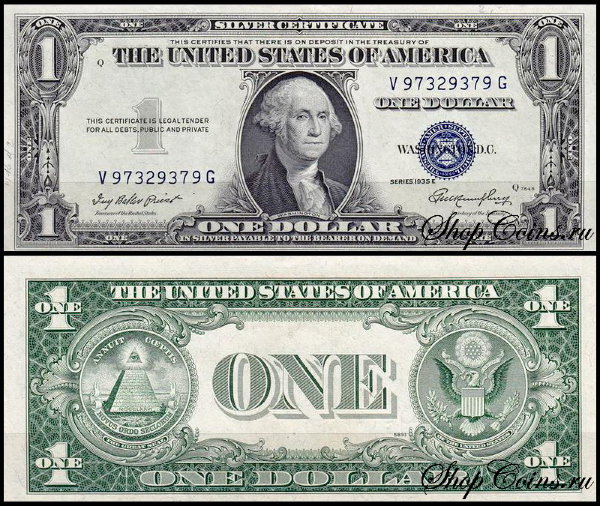 США 1 доллар 1935 E (UNC Pick 416D2e) 