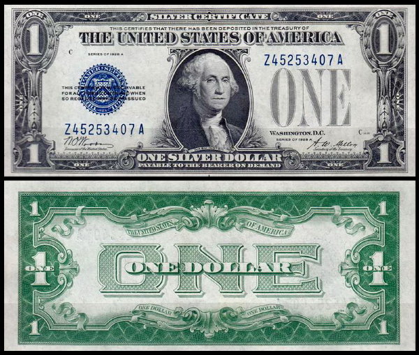 США 1 доллар 1928A (UNC Pick 412a) Silver Certificate