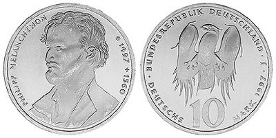 Германия, 10 марок 1997 год, Филипп Меланхтон