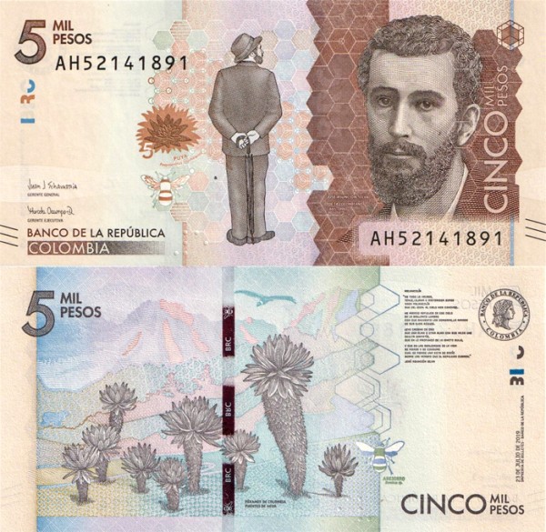 Колумбия 5000 песо 2019 (UNC Pick 459e)