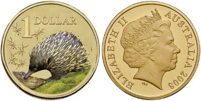 Австралия, 1 доллар 2008 (UNC, бронза) Ехидна