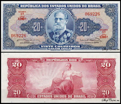 Бразилия 20 крузейро 1961-1963 (UNC Pick 168b) Подпись 12