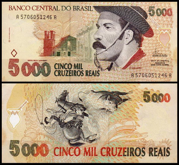 Бразилия 5000 крузейро 1993 (UNC Pick 241)