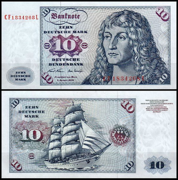 ФРГ 10 марок 1970 (UNC Pick 31a)