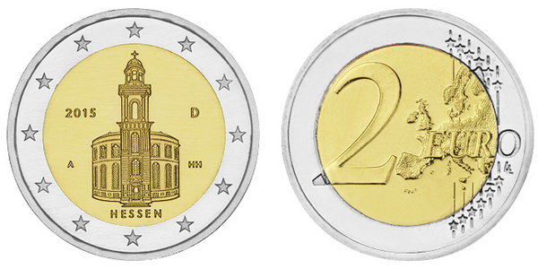 Германия, 2 евро 2015 год, Гессен