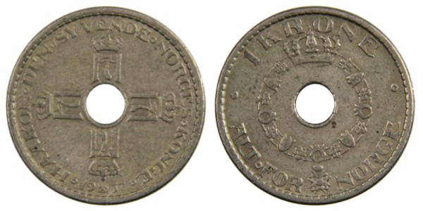 Норвегия 1 крона 1937 год