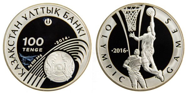 Казахстан, 100 тенге 2016 год, Олимпийские игры баскетбол 