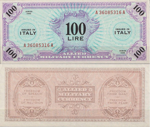 Италия 100 лир 1943 (UNC Pick M16)