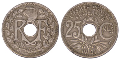 Франция, 25 сантимов 1931 год