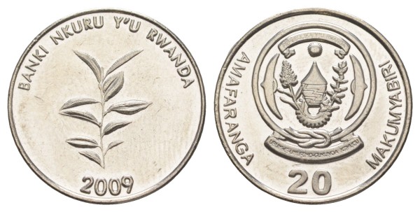 Руанда 20 франков 2009 год