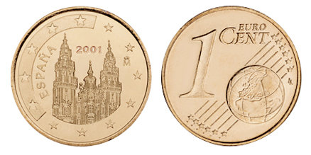 Испания, 1 цент 2001 (UNC, медь)