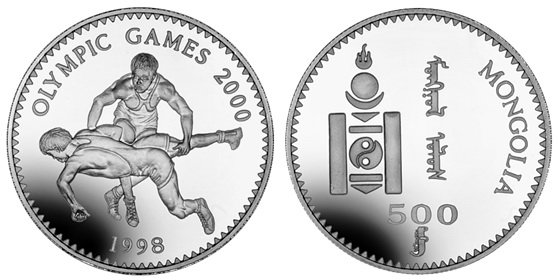 Монголия, 500 тугриков 1998 год, XXVII Олимпийские игры в Сиднее, ПРУФ