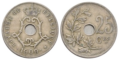 Бельгия, 25 сантимов 1909 год
