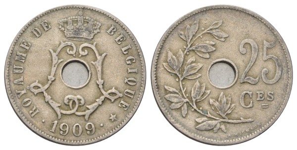 Бельгия, 25 сантимов 1909 год
