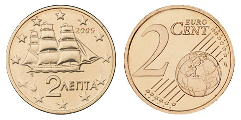 Греция, 2 цента 2005 (UNC, медь)