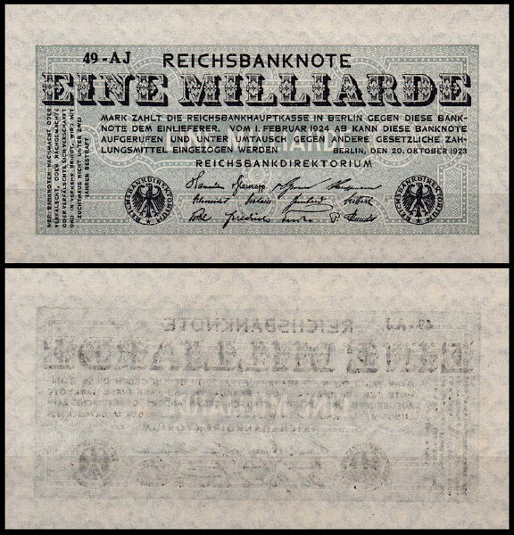 Германия 1.000.000.000 марок 1923 UNC P.122 Вариант 2