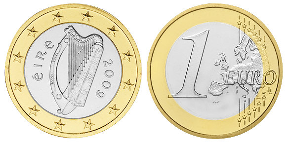 Ирландия, 1 евро 2009 (UNC, биметалл)