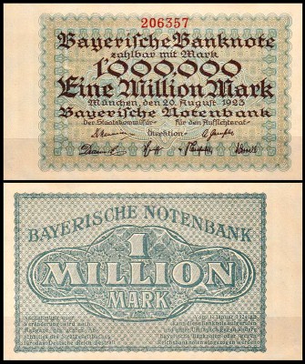 Бавария 1.000.000 марок 1923 (UNC Pick S931)