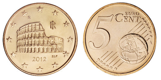 Италия, 5 центов 2013 (UNC, медь)