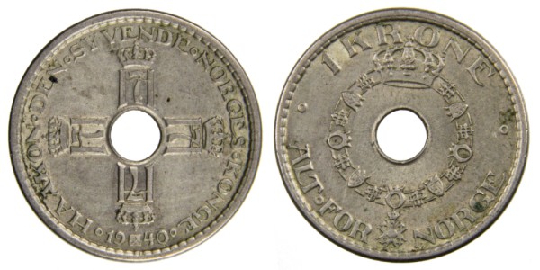 Норвегия 1 крона 1940 год