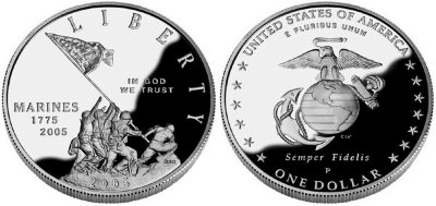 США, 1 доллар 2005 год, Корпус морской пехоты США, ПРУФ