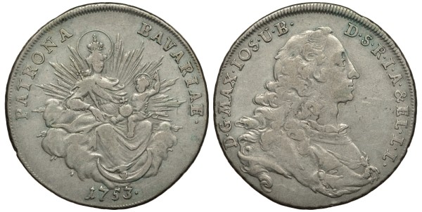 Бавария 1/2 талера 1753 Максимилиан III Иосиф (1745-1777)