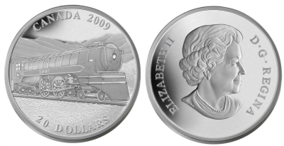 Канада 20 долларов 2009 год, поезд - silver Jubilee