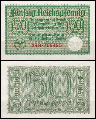 Германия 50 пфеннигов 1940-1945 UNC P.R135a Для оккупированных территорий