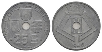 Бельгия, 25 сантимов 1946 год