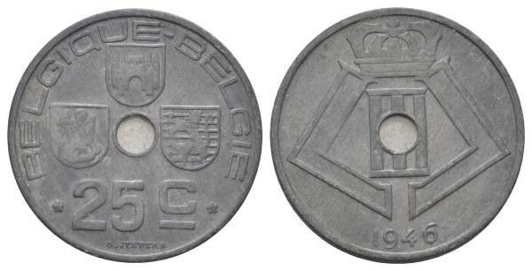 Бельгия, 25 сантимов 1946 год