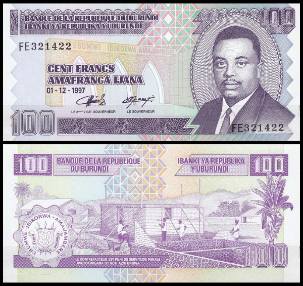 Бурунди 100 франков 1993-2007 (UNC Pick 37)