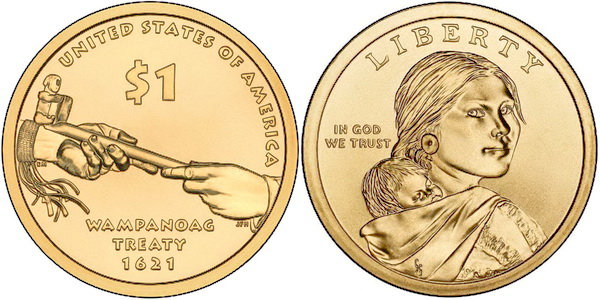 США, 1 доллар 2011 год, Мирный союз поселенцев с индейцами