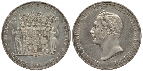 Шварцбург-Зондерхаузен, 2 талера 1854 год