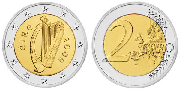 Ирландия, 2 евро 2009 (UNC, биметалл)