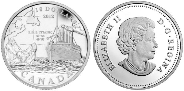 Канада, 10 долларов 2012 год, ПРУФ, серебро, Титаник