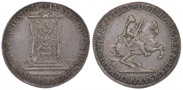Саксония 1/2 талера 1741 Фридрих Август II, викарный выпуск