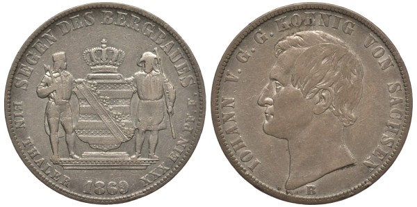 Саксония 1 талер 1869 Иоганн (1854-1873)