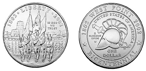 США, 1 доллар 2002 год, Военная академия Вест-Пойнт