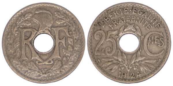 Франция, 25 сантимов 1924 год