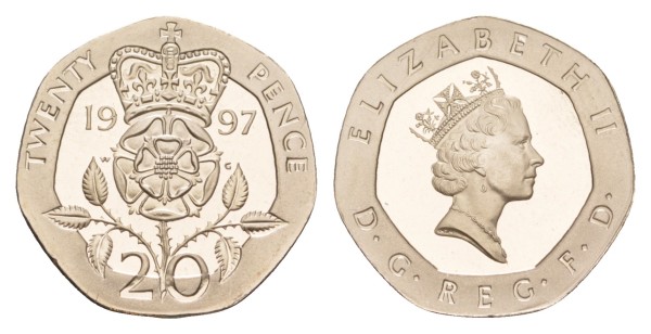 Англия, 20 пенсов 1997 год