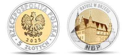 Польша 5 злотых 2025 год - Ратуша Бжега