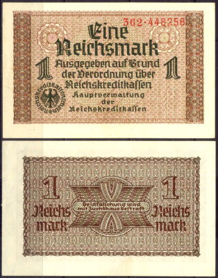 Германия 1 марка 1940-1945 UNC P.R136a Для оккупированных территорий