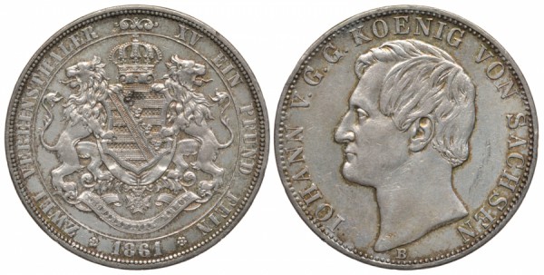 Саксония, 2 талера 1861 год