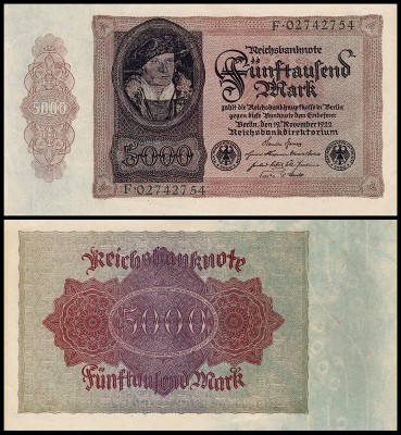 Германия 5000 марок 1922 UNC P.78