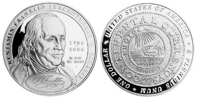 США, 1 доллар 2006 год, Бенджамин Франклин, ПРУФ