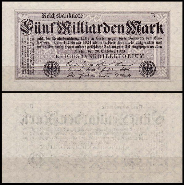 Германия 5.000.000.000 марок 1923 UNC P.123b Вариант 2