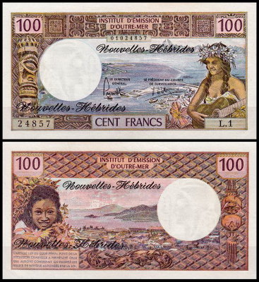 Новые Гебриды 100 франков 1970-1977 (UNC Pick 18)